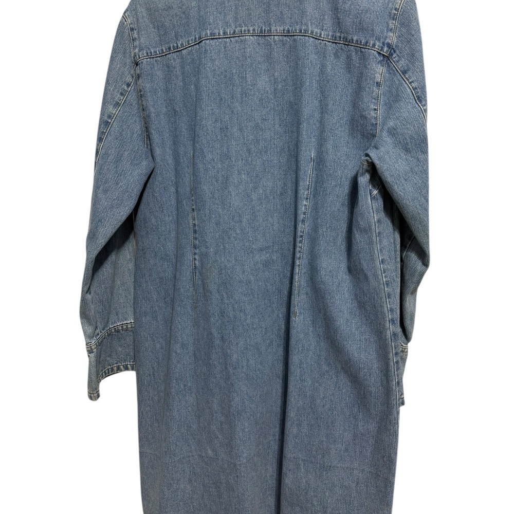 Faded Glory Denim Longline Button-Up Dress with Black Floral Design Size XL - Picture 7 of 11